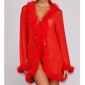 Sheer Boa Fur Short Robe | Windsor